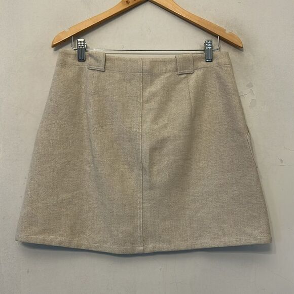 Banana Republic beige A-line button front mini skirt Size 8 New - Picture 6 of 12